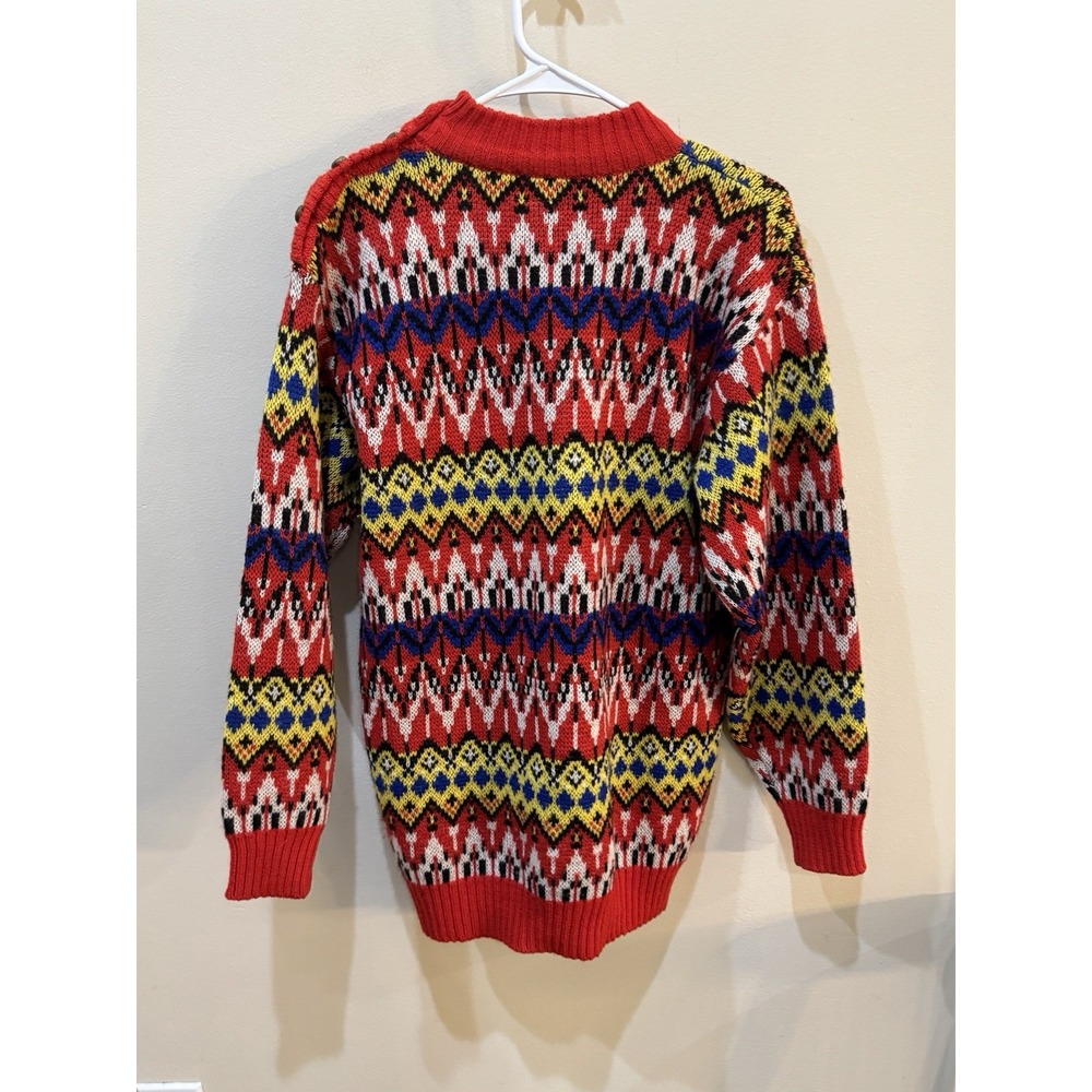 Vintage Tommy Hilfiger Knitted Jumper Sweater 100% Wool Fair Isle Ski Colorful - Picture 3 of 15